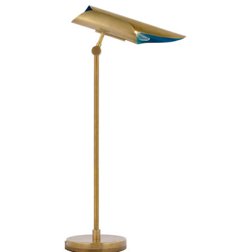 Flore Desk Lamp in Soft Brass and Riviera Blue