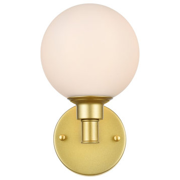 Living District Cordelia 1-Light Brass & Frosted White Bath Sconce