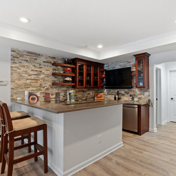Basement With Exterior Pool & Porch Renovation
