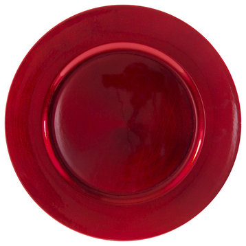 Lacquer Round Charger Plates, Set of 6, Red