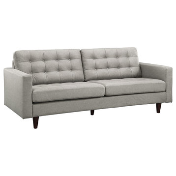 Modern Contemporary Upholstered Sofa, Light Gray Fabric