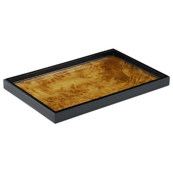 Walnut Burl Inlay Lacquer Vanity Tray