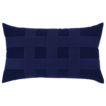 Basketweave Navy Lumbar Indoor/Outdoor Performance Pillow, 12"x20"