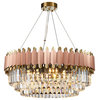 Luxury Gold/Pink Round/Rectangle Crystal LED Chandelier For Dining Room, Dia23.6"