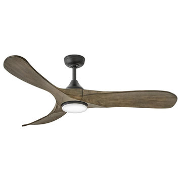 Swell Illuminated 56 in. Indoor Ceiling Fan, Matte Black, Driftwood