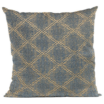 Plutus Blue Diamond Cut Diamond Luxury Throw Pillow, 16"x16"