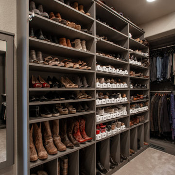 Dark Gray His & Hers Walk-in Closet