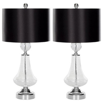 Safavieh Mercury Crackle Glass Table Lamp with Black Shade (Set of 2)