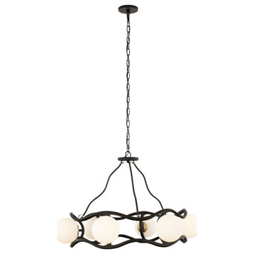Black Betty Six Light Chandelier in Carbon/French Gold