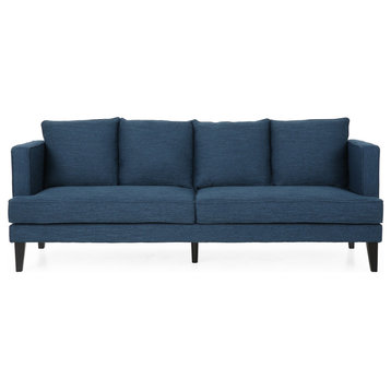 Kristian 3-Seater Fabric Sofa, Navy Blue/Dark Brown