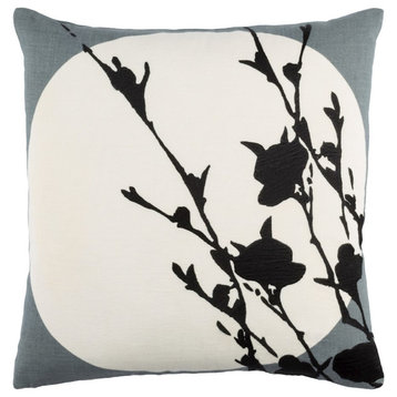 Harvest Moon by E. Gardner Down Pillow, Charcoal/Black, 22' x 22'