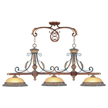 Villa Verona Island Light, Verona Bronze With Aged Gold Leaf Accents