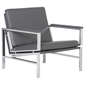 Atlas Bonded Leather Lounge Chair in Gray