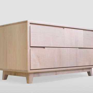 Scandinavian-Inspired Handcrafted Large Bedside Table with Two Drawers