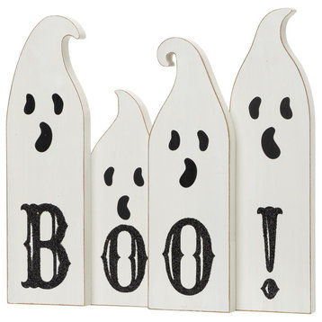 12"L Halloween Wooden Ghost Table Decor