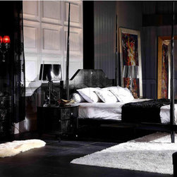 Armani Xavira Gothic Four-Poster Bedroom Set (Bed, 2 Nightstands, Dresser and Mi - Bedroom Furniture Sets