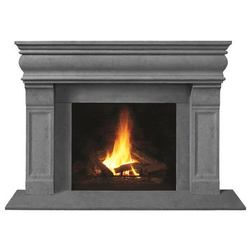 Fireplace Stone Mantel 1106.511 With Filler Panels, Gray, With Hearth Pad