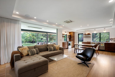 Inspiration for a mid-century modern living room remodel in Denver
