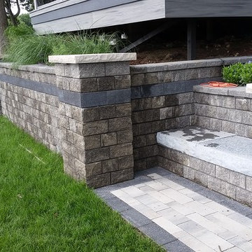 Unilock Ledgestone Step Staircases w/ Oaks Ortana Retaining Walls & Pillars