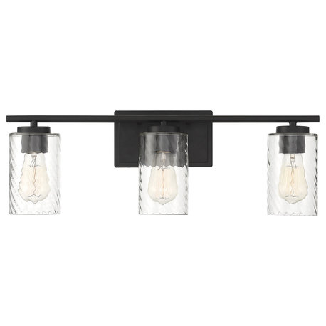 3-Light Bathroom Vanity Light in Matte Black