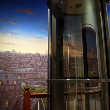 Paris Panorama 360 degree Mural hand painted throughout a 17 foot stairway