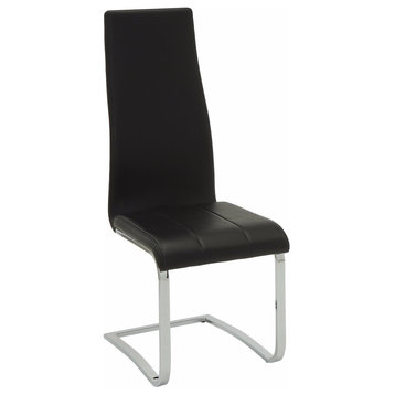 Black Faux Leather Dining Chair With Chrome Legs, Set Of 4