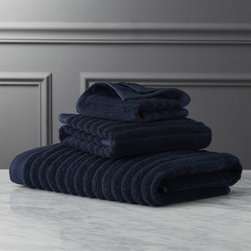 Channel Cotton Navy Bath Towels | CB2 - Bath Products