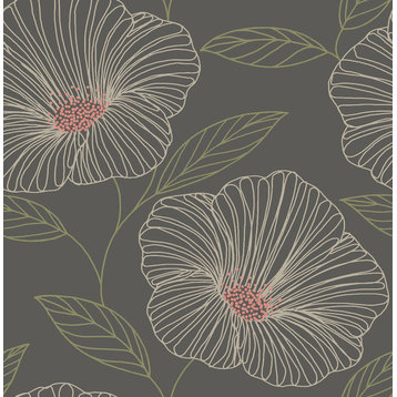 A-Street Prints by Brewster 2764-24319 Mistral Mythic Grey Floral Wallpaper