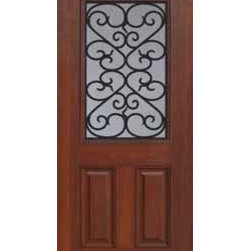 Single Door 80 Fiberglass Palermo 2 Panel 1/2 Lite GBG Glass - Front Doors