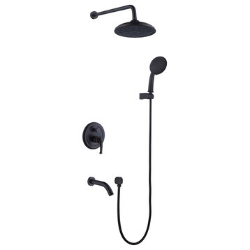 8.3inch Wall-mounted Rain Shower System with Handheld and Tub Spout, Oil Rubbed Bronze