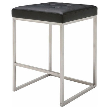 Chi Counter Stool In Brushed Stainless Steel, Black