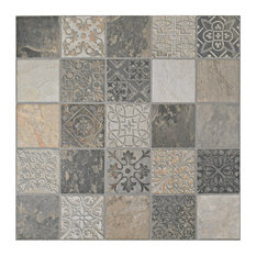 SomerTile Deco Calzada Ardesia 17-1/2" x 17-1/2" Porcelain Floor and Wall Tile