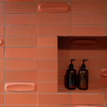 Heath Ceramics Flat and Oval Dimensional Subway Tile in Color "Desert"