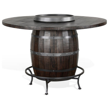 Sunny Designs 54'' Round Pub Table w/ Wine Barrel Base Hidden Storage 1038TL2