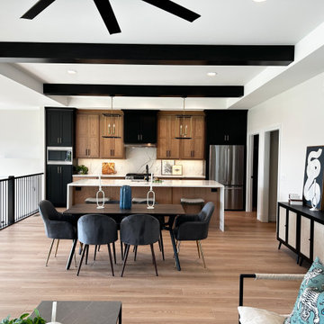 White Oak and Black Split Foyer Modern Kitchen