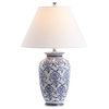 Juliana 26.25" Chinoiserie Ceramic LED Table Lamp, Blue, White
