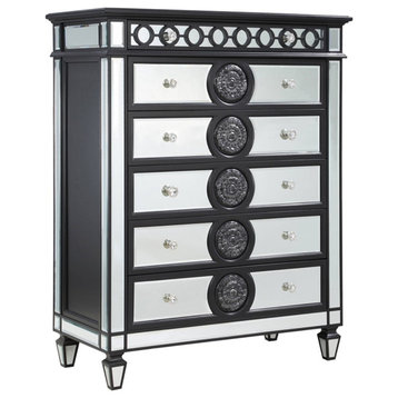 ACME Varian II 6-Drawer Chest in Black Wooden Frame and Silver