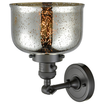 Large Bell 1-Light Sconce, Oil Rubbed Bronze, Glass: Silver Mercury