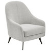 Selene Lounge Chair, Taupe Fabric With Black Chrome Steel Legs
