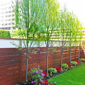 Brooklyn NYC Townhouse Landscape Design: Backyard, Artificial Turf, Fence, Lands