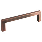 Celeste Designs - Celeste Square Bar Pull Cabinet Handle Antique Copper Solid Zinc, 5" - Hole spacing: 5". Projection: 1.36". This Celeste Designs Square Bar Pull is a modern cabinet handle for kitchen doors and drawers, made from solid zinc alloy with a finish of antique copper. Mounting screws are included for all cabinet pulls and cabinet hardware. The items are solid and heavyweight.