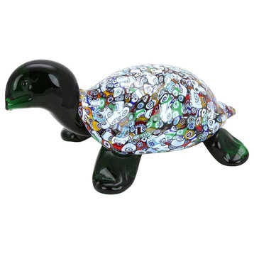 GlassOfVenice Murano Glass Millefiori Turtle Sculpture