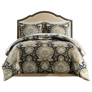 Croscill Valentina Traditional 4-Piece Comforter Set, Navy, King