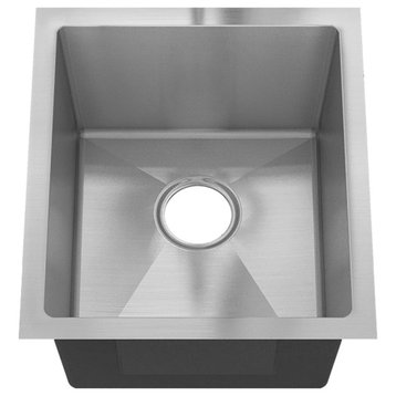 Sinber Single Bowl Kitchen Sink with 304 Stainless Steel Satin Finish, 15"x17", Undermount