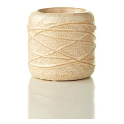 French Market 17781 5.2" Round Ceramic Rope Flower Pot - Indoor Pots And Planters