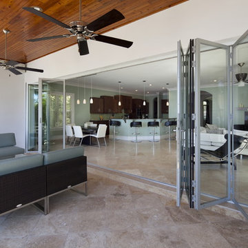 The NanaWall doors fold open effortlessly and are rated for sound control
