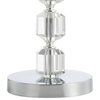 Cary 28" Modern Stacked Crystal and Metal LED Table Lamp, Chrome and Clear