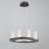 Corona Ring Chandelier, Oil Rubbed Bronze, Frosted Seeded Glass