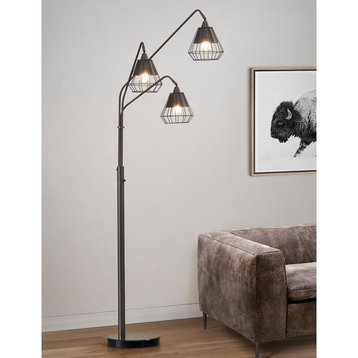 Midtown Wire Shade 3-Light Arch Floor Lamp, Dark Bronze