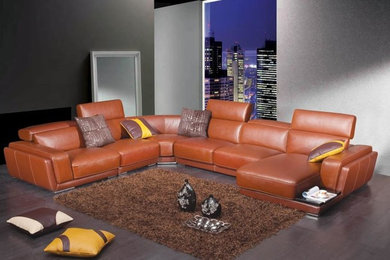 Modern Brown Leather Sectional Sofa (2996)